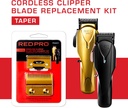 RED Pro Professional Blade Replacement Kit for Cordless Hair Clipper, 2 Hole Detachable Replacement Blades, Durable Titanium Gold Coated Blades (Taper Gold)