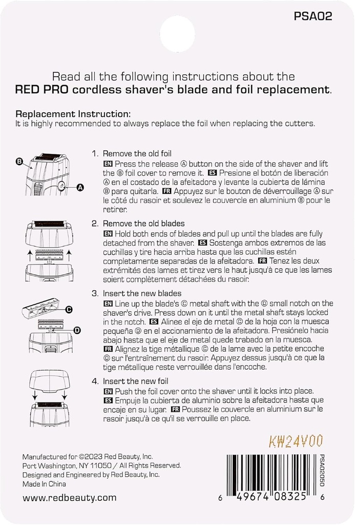 RED Pro Cordless Shaver Blade & Foil Kit Replacement, DLC Black Titanium Coated Foil, Durable Resistant Cutter, Smooth Saving, No Bump/Irritation