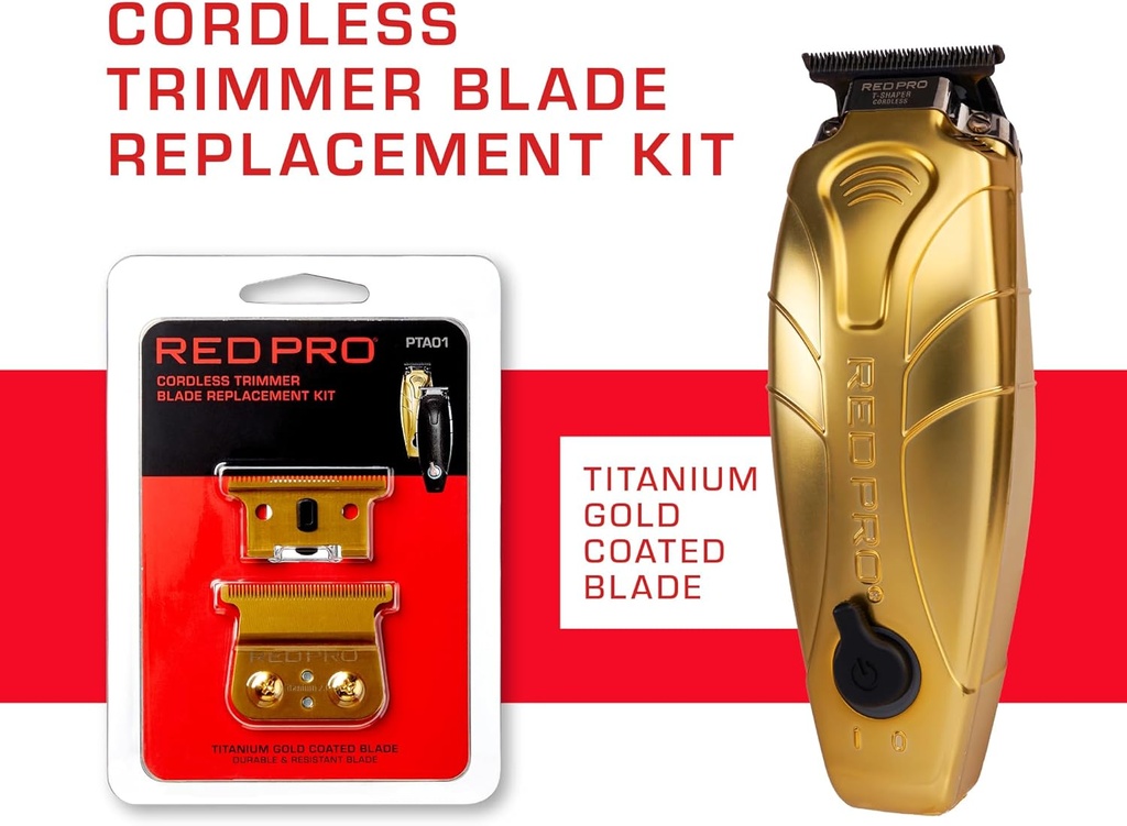RED Pro Professional Blade Replacement Kit for Cordless Hair Trimmer PCT02 & PCT01, (Gold) PTA01