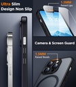 SPIDERCASE Designed for iPhone 13 Pro Max Case, Magnetic Translucent with 2PCS Tempered Glass Screen Protector [Full Camera Protection] Anti-Fingerprint Phone Case for iPhone 13 Pro Max 6.7'',Black
