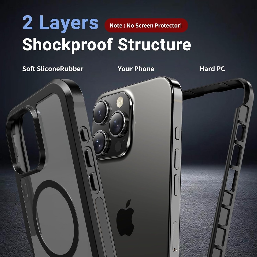 jaroco Magnetic for iPhone 16 Pro Max Case, [Compatible with MagSafe][Military Grade Drop Protection][Heavy Duty Protection][Non-Slip][Shockproof] 2-Layer