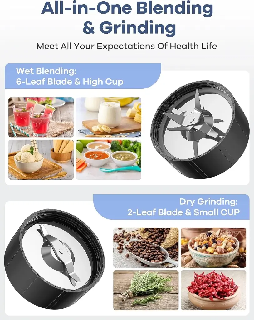 Ganiza Smoothie Blender 900W | 15-Piece Personal Blender Grinder 