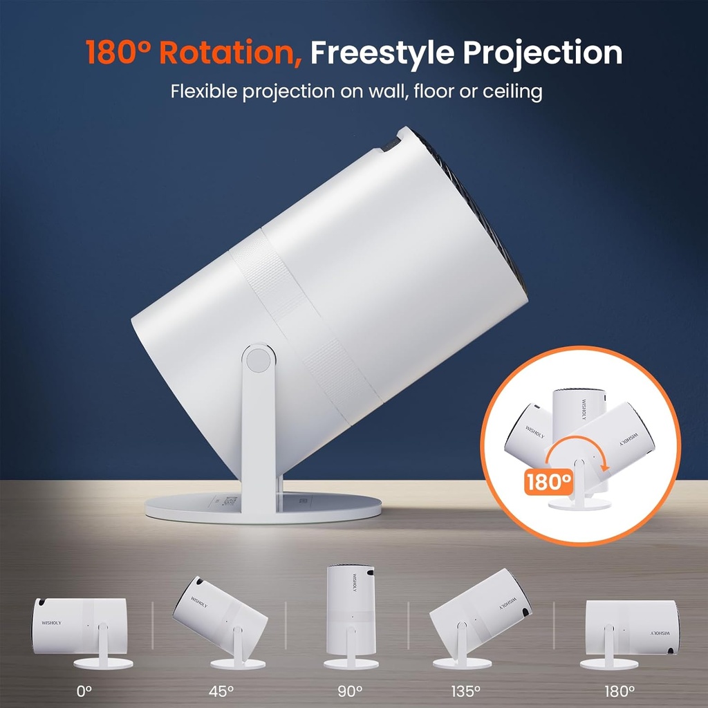 WISHOLY Mini Projector with WiFi and Bluetooth
