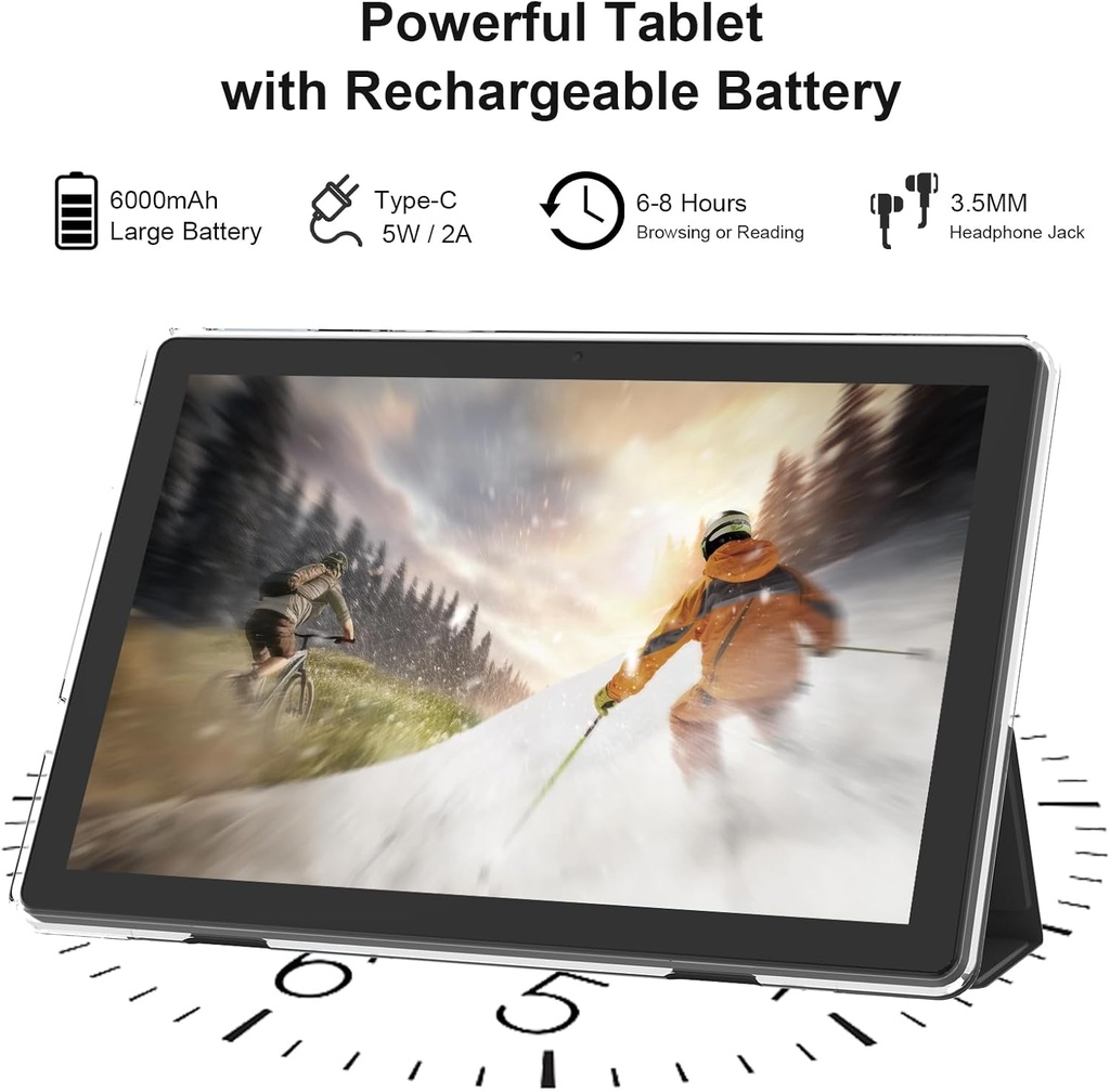 Android 15 Tablet 10 inch Tablets with Case, 12GB RAM + 64GB ROM PINK