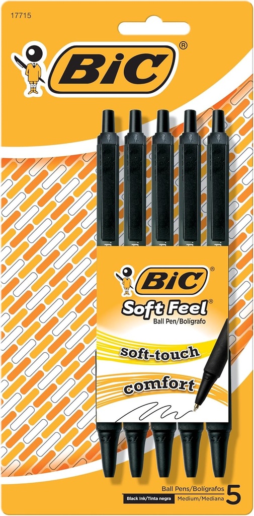 BIC Soft Feel Retractable Ballpoint Pens with Soft Touch Comfort Grip, Medium Point, 28 ct. - Assorted Colors