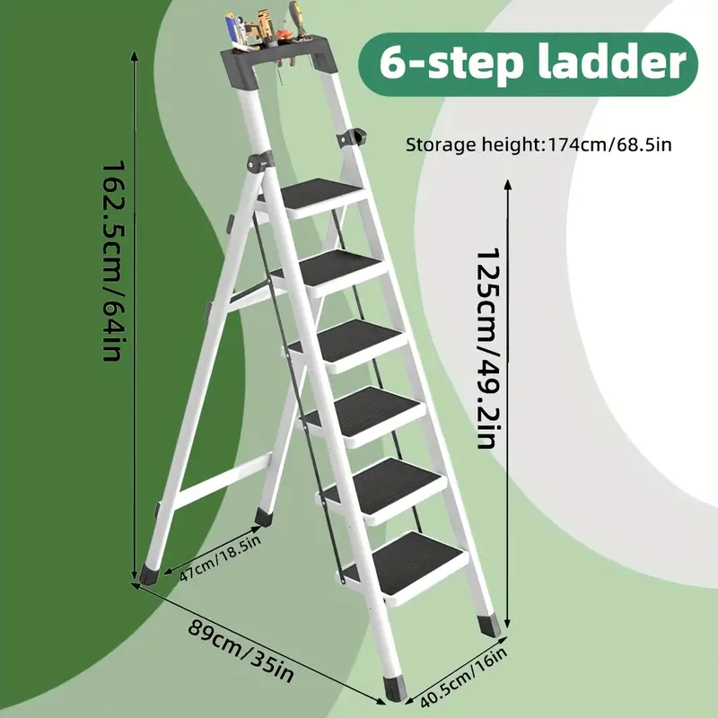 FOLDING 6 STEP LADDER 6S, 6 STEPS, WHITE