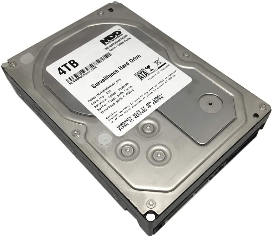  MaxDigitalData 4TB 64MB Cache 7200PM SATA 6.0Gb/s 3.5in Internal Surveillance CCTV DVR Hard Drive (MD4000GSA6472DVR) - w/ 2 Year Warranty, Mechanical Hard Disk