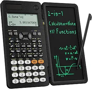 Ultra-Slim Erasable LCD Writing Board & Scientific Calculator - 10-Digit, 