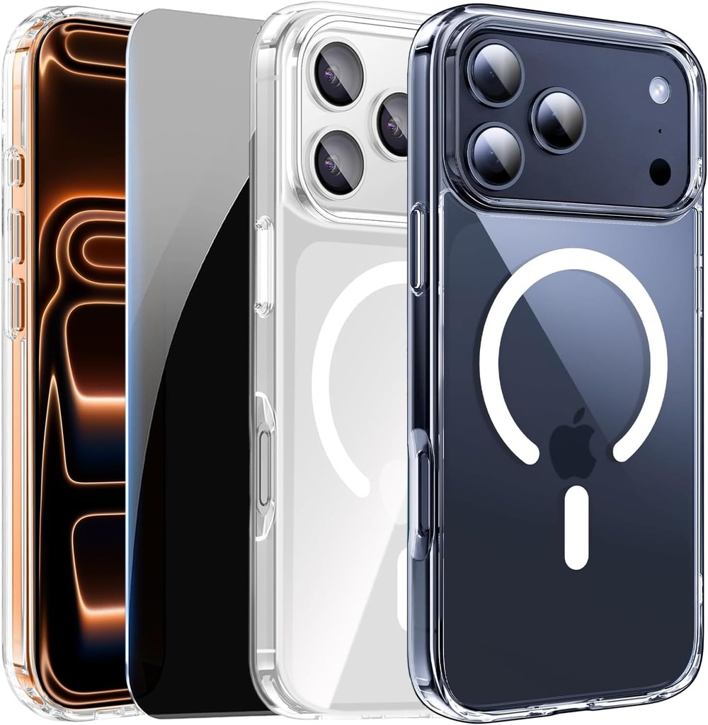 LWLFEKA Case iPhone 17 Pro Max Clear with Privacy Screen Protector