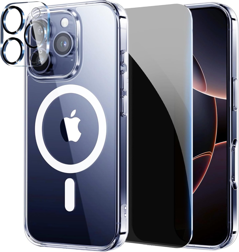 LWLFEKA iPhone 16 Pro Max Case with Privacy Screen Protectors & Full Camera Cover