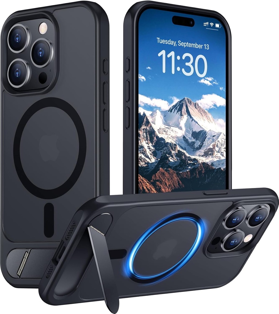 Temdan Magnetic Compatible with iPhone 15 Pro Max Case, [Built-in Invisible Kickstand]