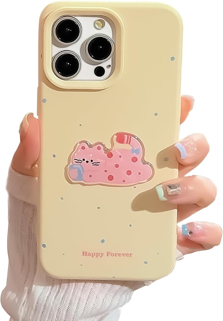 Fycyko iPhone 15 Pro Max Case Cute Spot Cat Pattern Silicone 