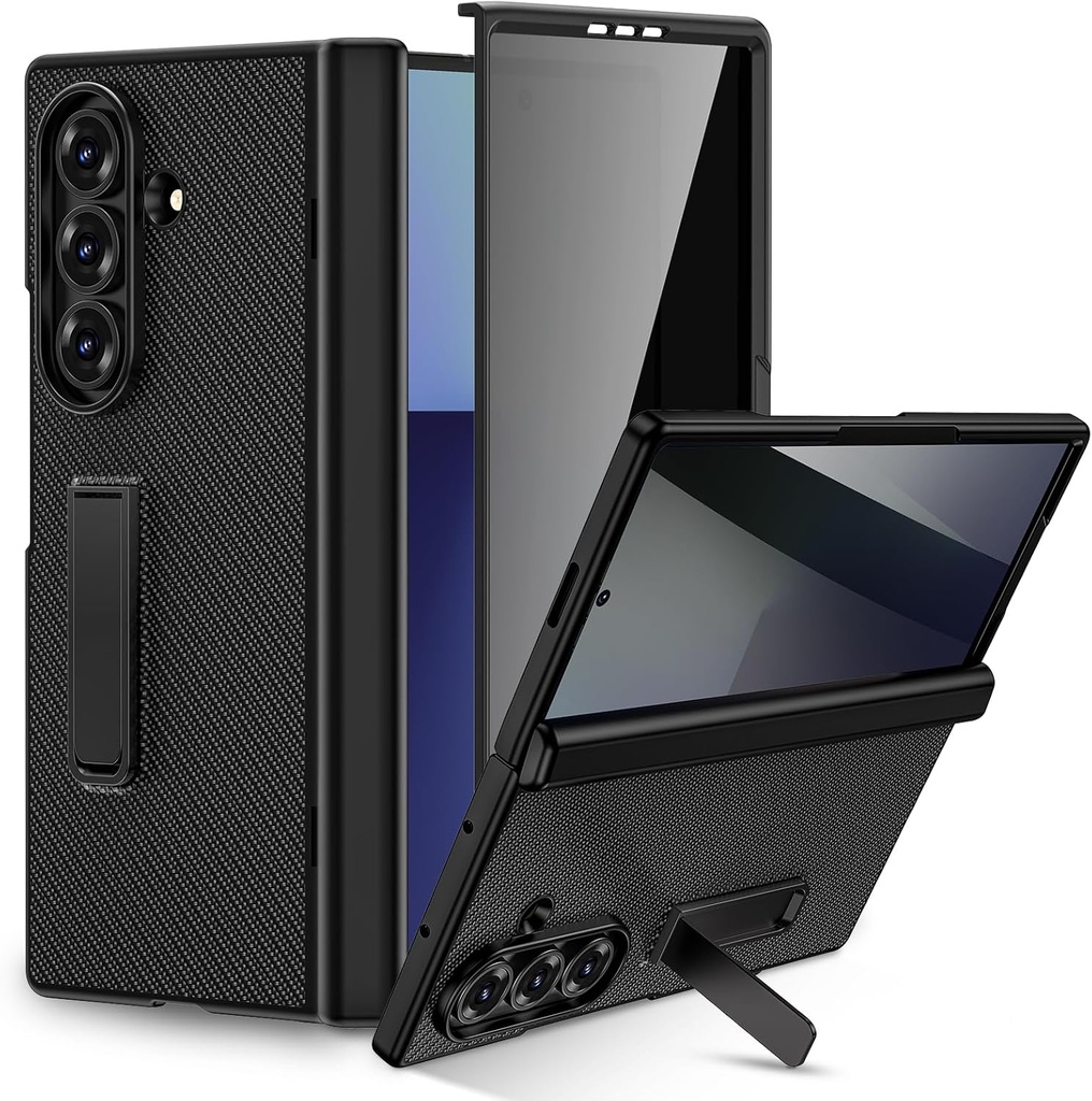 Ruky Galaxy Z Fold 7 Phone Leather Case with Kickstand,Built-in Privacy Screen Protector 