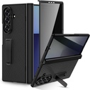 Ruky Galaxy Z Fold 7 Phone Leather Case with Kickstand,Built-in Privacy Screen Protector 