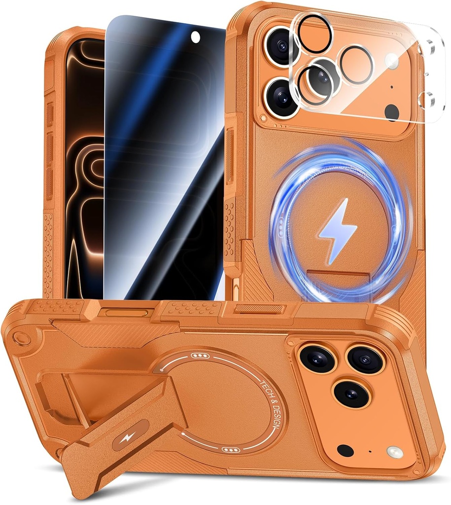 Goton iPhone 17 Pro Max Case with Privacy Tempered Glass Screen Protector & Camera Lens Protector