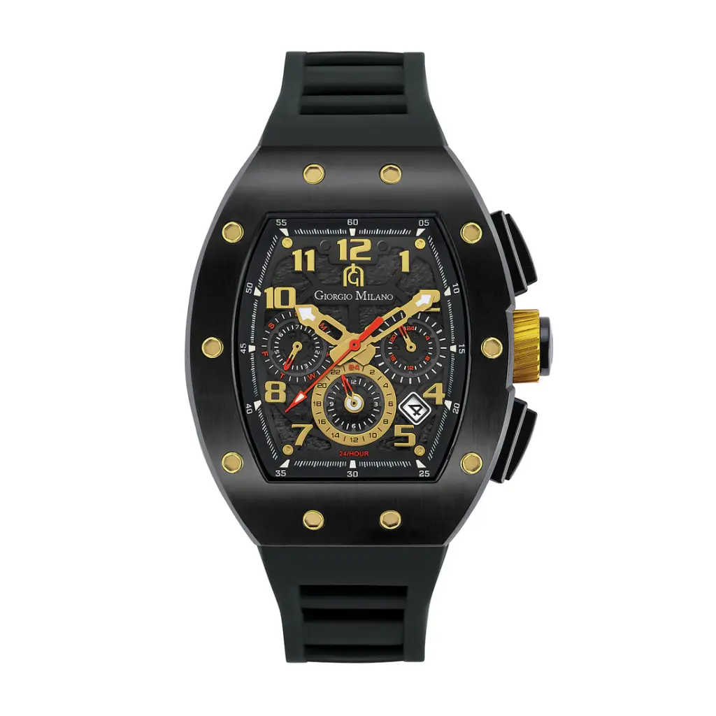 Giorgio Milano Black stainless steel case Chrono with date Black rubber strap 246SBK313 CARLO 