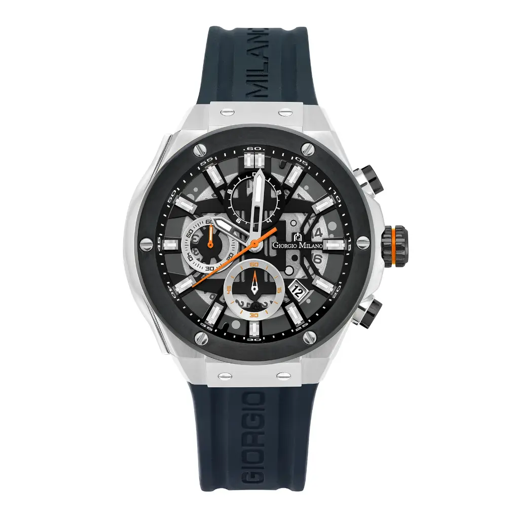 Giorgio Milano STAINLESSSTELL and Chrono with date Black Silicone strap 240STBK313 MAXIMUS 