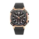 Giorgio Milano Chrono Square Rose Gold Case Black Leather Strap 886RGBK032 Tempo 