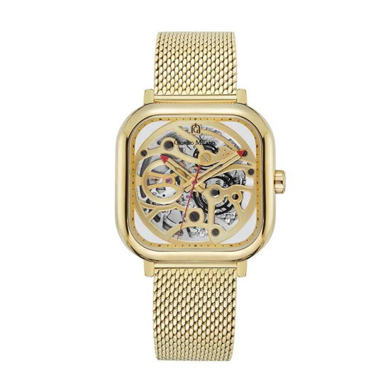 Giorgio Milano Gold Square Case automatic Movt Gold Mesh Bracelet 229SG5 ALFEO 