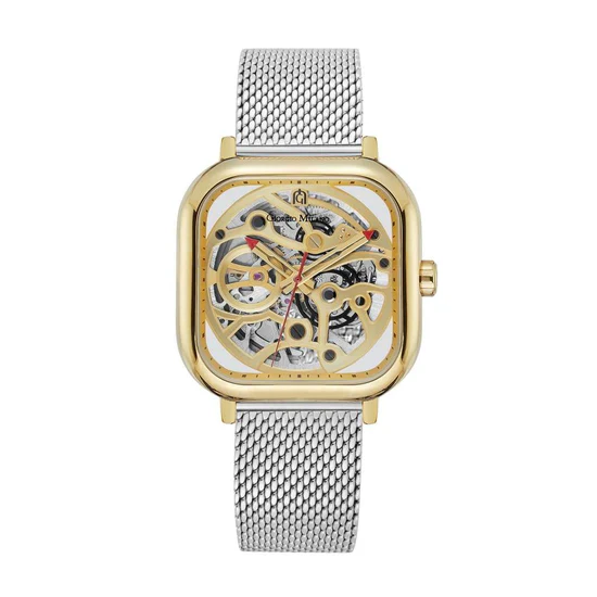 Giorgio Milano Gold Square Case automatic Movt Steel Mesh Bracelet 229STG5 ALFEO