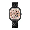 Giorgio Milano Rose Gold Square Case automatic Movt Black Mesh Bracelet 229SBK15 ALFEO