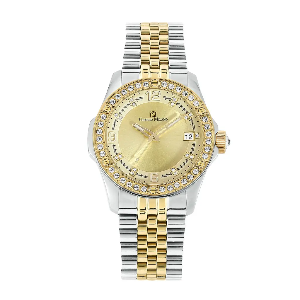 Giorgio Milano Women Gold Stone Bezel with Metal 2 TONE Bracelet 248STG05
