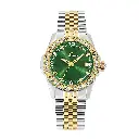 Giorgio Milano Women Gold and Green Stone Bezel with Metal 2 Tone Bracelet 248STG18