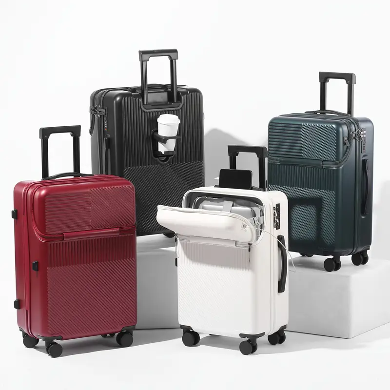 1pc 20 Inch Luggage, Travel Function Boarding Case with Password Lock green 