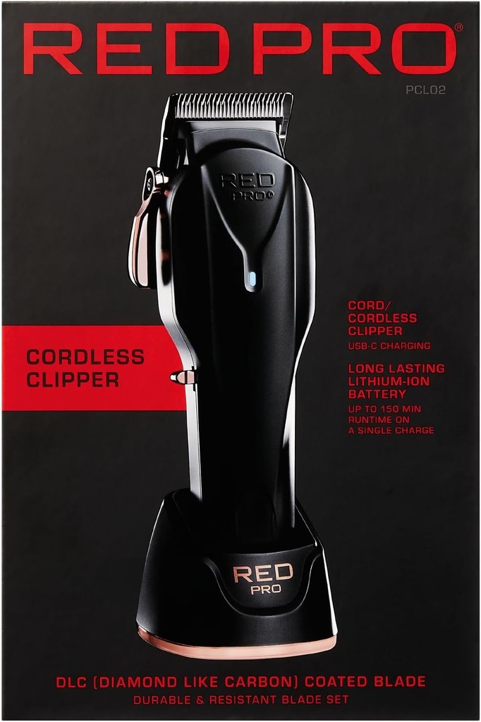 RED Pro Professional Cordless Hair Clipper for Men, Electric Rechargeable Hair Clipper Set for Barbers and Stylists PCL02