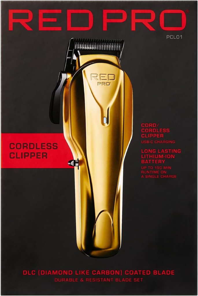 RED Pro Professional Cordless Hair Clipper for Men, Electric Rechargeable Hair Clipper Set for Barbers and Stylists PCL01