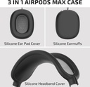 Apple Airpods Max Headphones Silicone Ear Case Cover, Anti-Scratch Ear Pad Case Cover / Ear Cups Cover / Headband Cover Black 
