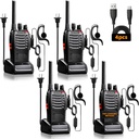 Baofeng 4set Walkie Talkies Long Range with Earpieces, 16 Channel Walkie Talkie Rechargeable Handheld Two Way Radios