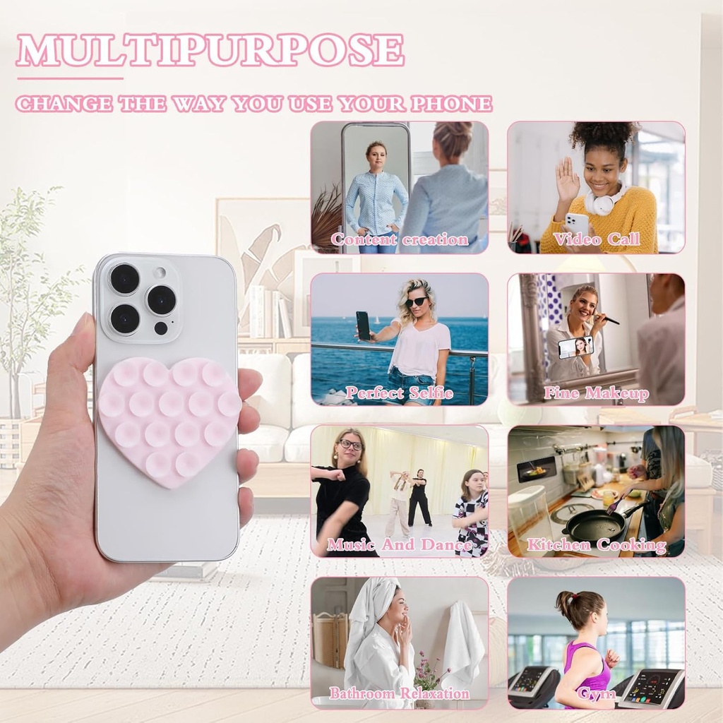 Doubled sided Heart shaped silicon suction cup light pink 