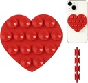 Doubled sided Heart shaped silicon suction cup Red