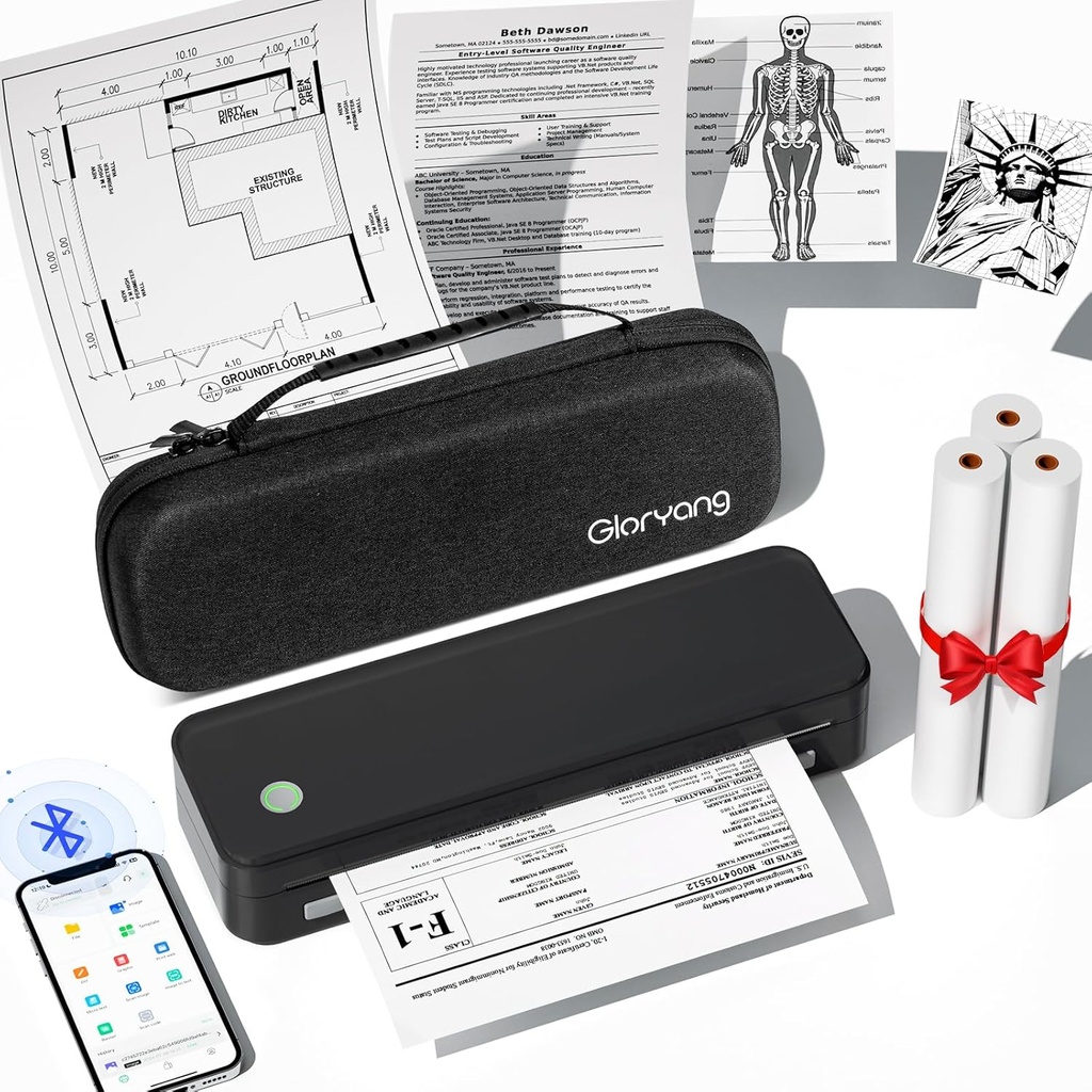 GLORYANG INKLESS PORTABLE PRINTER WITH CARRY CASE