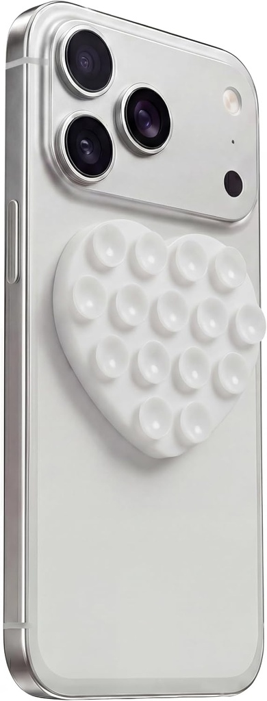 Heart shaped Silicone Suction Cup Phone Case Mount Double Sided white