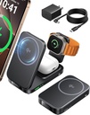 INIU 3 in 1 Charging Station Multiple Devices for Apple, 15W Magnetic Foldable Travel Wireless Charger for iPhone 16 pro max 15 14 13 12 Series, 