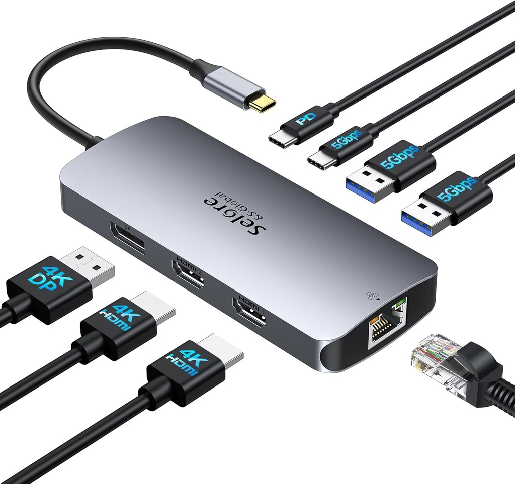 Selore & S-Global USB C Multiport Hub 8 IN 1
