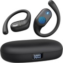 X18 Open Ear Headphones ,wireless Earbuds 5.3 Sports with Smart Digital Display, 36H Playtime, IP54 Waterproof, Black