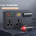 200W Car Power Inverter with 4 USB Ports, 110V AC Car Plug Adapter, Fast Charger 12V DC to AC Converter, Type-C