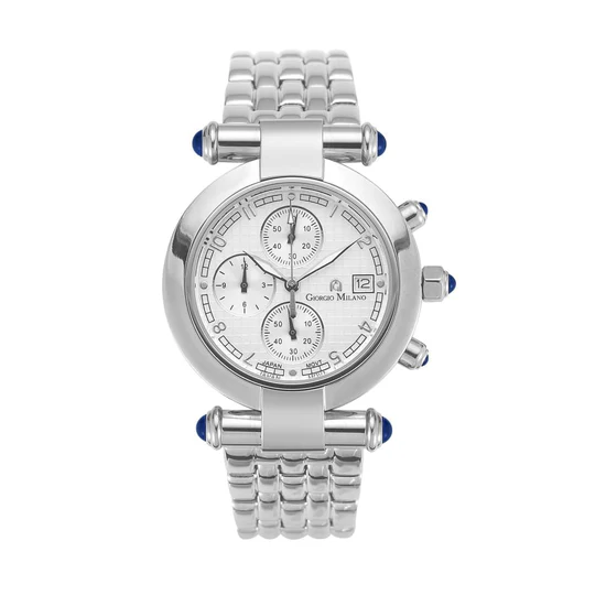 Giorgio Milano Women stainless steel round case. Chronograph with date. Silver dial with Arabic numbers LUCIA 931ST02