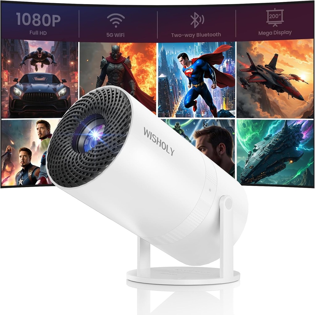 WISHOLY Mini Projector with WiFi and Bluetooth