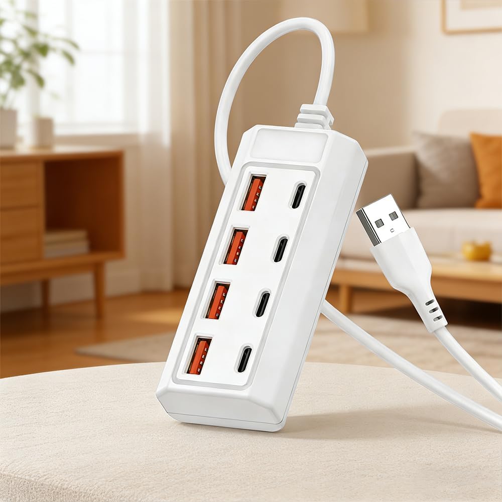 8-Port USB to 4 USB 4 Type-C 25W Fast Charging Hub