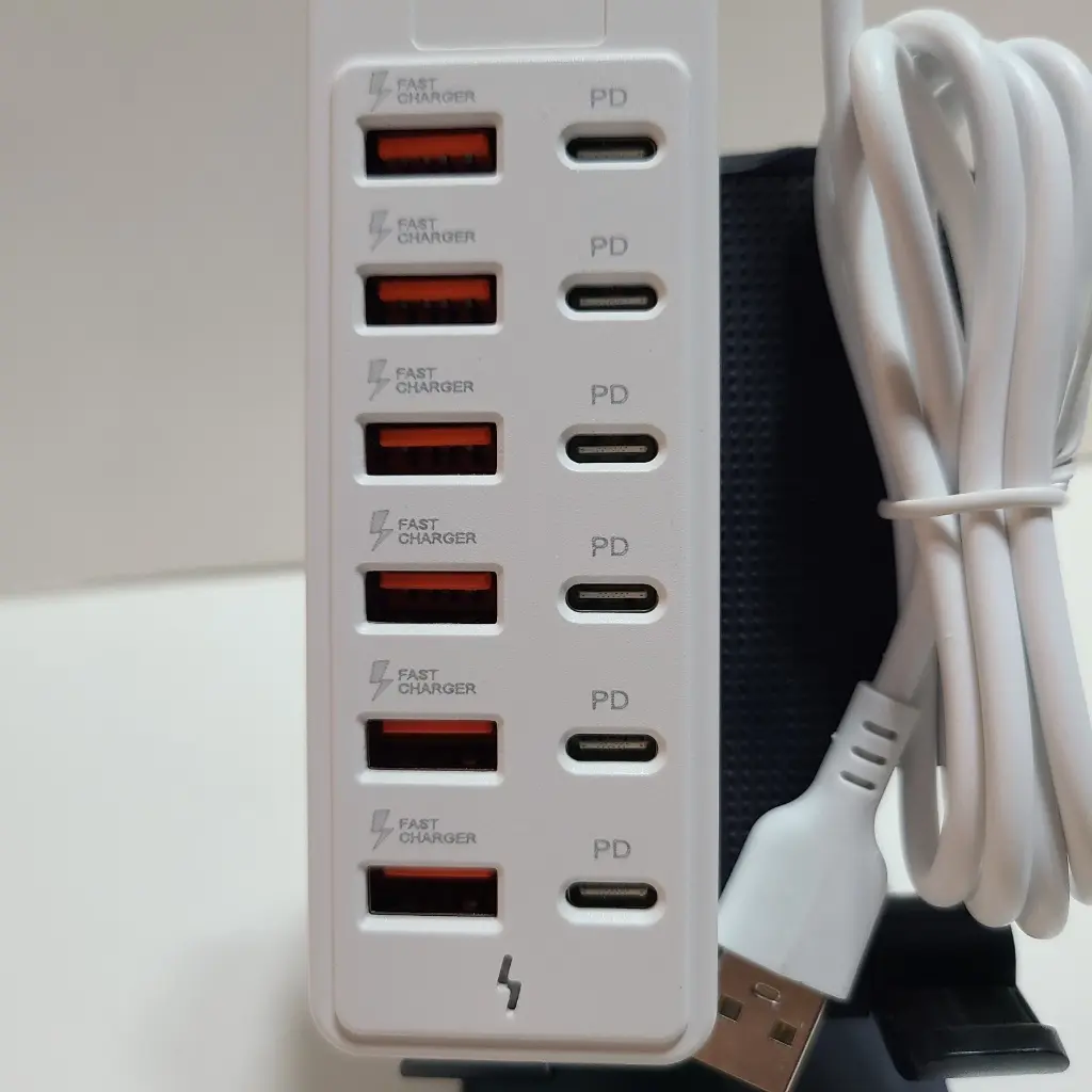 12-Port USB Fast Charging Station - 6×Type-C PD + 6×USB-A Ports, 