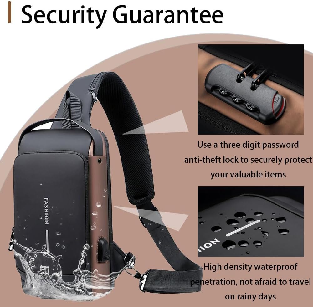 PEAGLOB Travel Sling Bag Waterproof Crossbody Bag 