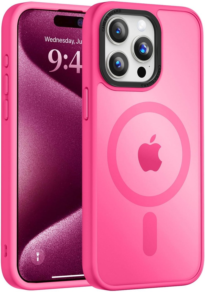 Vooii Strong Magnetic iPhone 15 Pro Max Case - Hot Pink