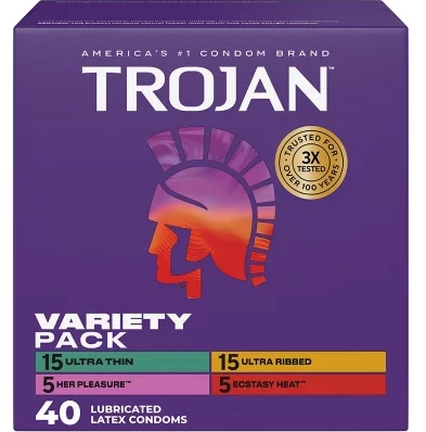 Trojan Variety Pack Lubricated Latex Condoms, 40 ct