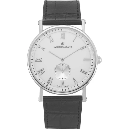 Giorgio Milano round stainless steel case with White dial Black LEATHER band MEGHAN 987ST9