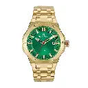 Giorgio Milano round stainless steel with IP gold ,green dial and date movt LUCIS 249SG18