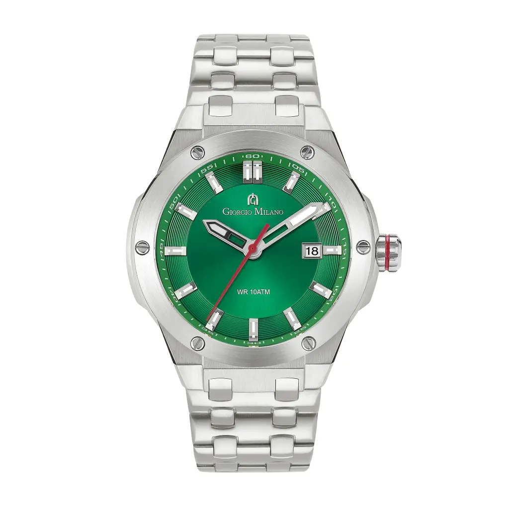 Giorgio Milano round stainless steel ,green dial and date movt LUCIS 249ST18